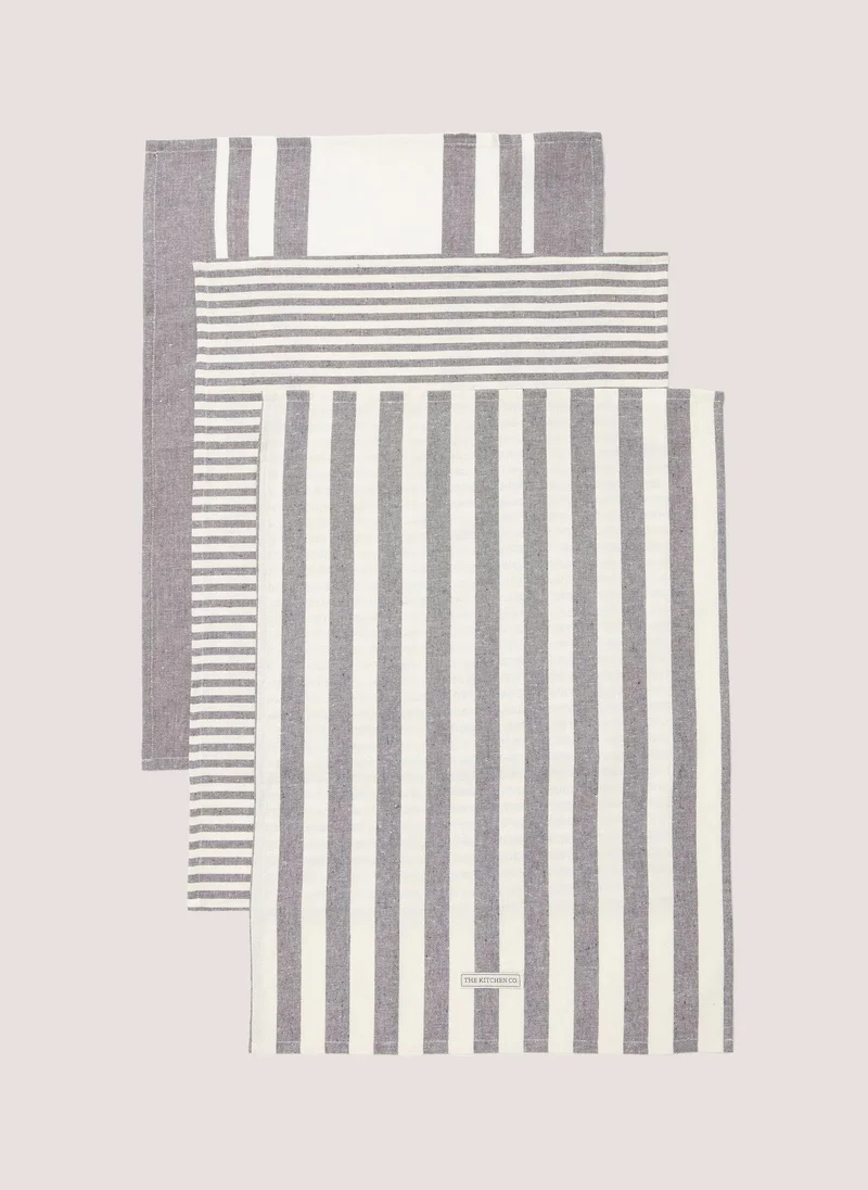 Matalan Laundry Co 3 Pack Grey Textile Tea Towels