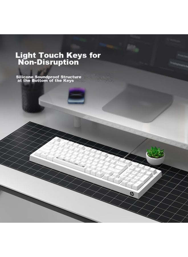 Hp K300 Mechanical Feel Keyboard, High Aesthetic Value, Pure White, 98 Customizable Layout, Hot-swappable Wired Laptop Gaming Keyboard, Quiet Low-noise Wear-resistant Office Keyboard - Image 2