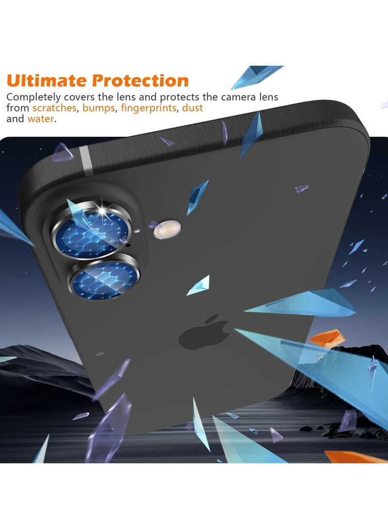 Compatible for iPhone 17 Camera Lens Protector, One-Step Installation Tray Individual Metal Ring Tempered Glass Cover CD Pattern Case Friendly - black - Image 3