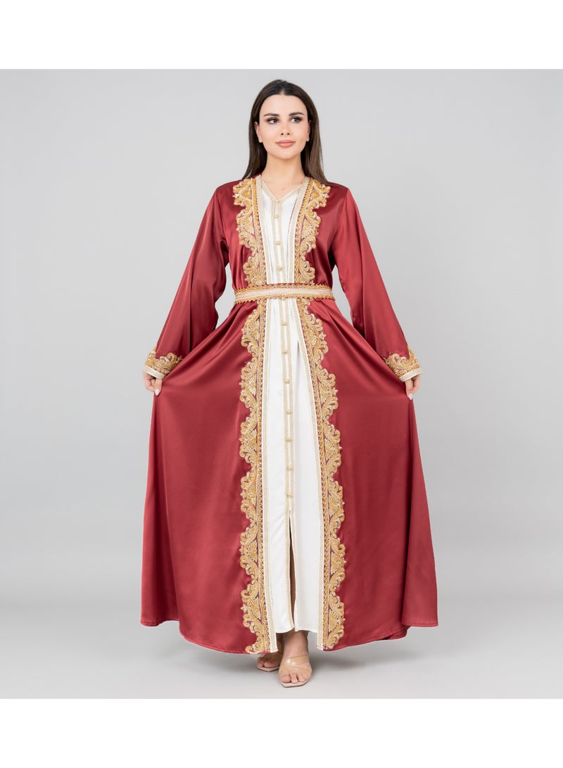 اكسا حزام كفتان أنيق كلاسيكي من قطعتين - Image 1