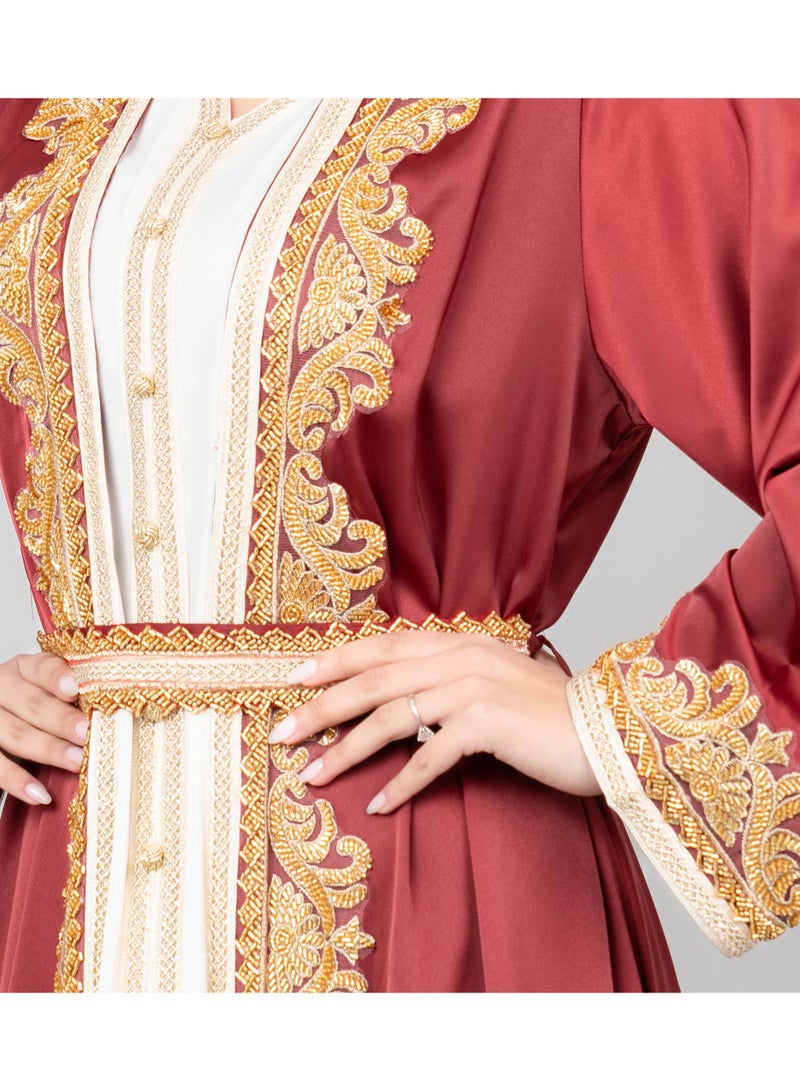 اكسا حزام كفتان أنيق كلاسيكي من قطعتين - Image 4