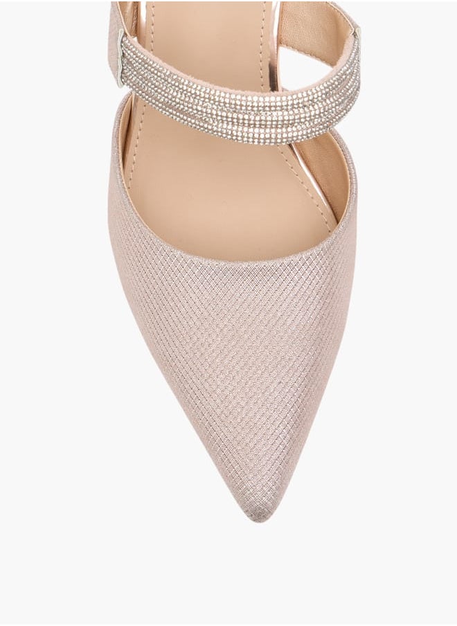 Flora Bella By Shoexpress - Womens Embellished Pointed Toe Mules With Flared Heels - Image 1