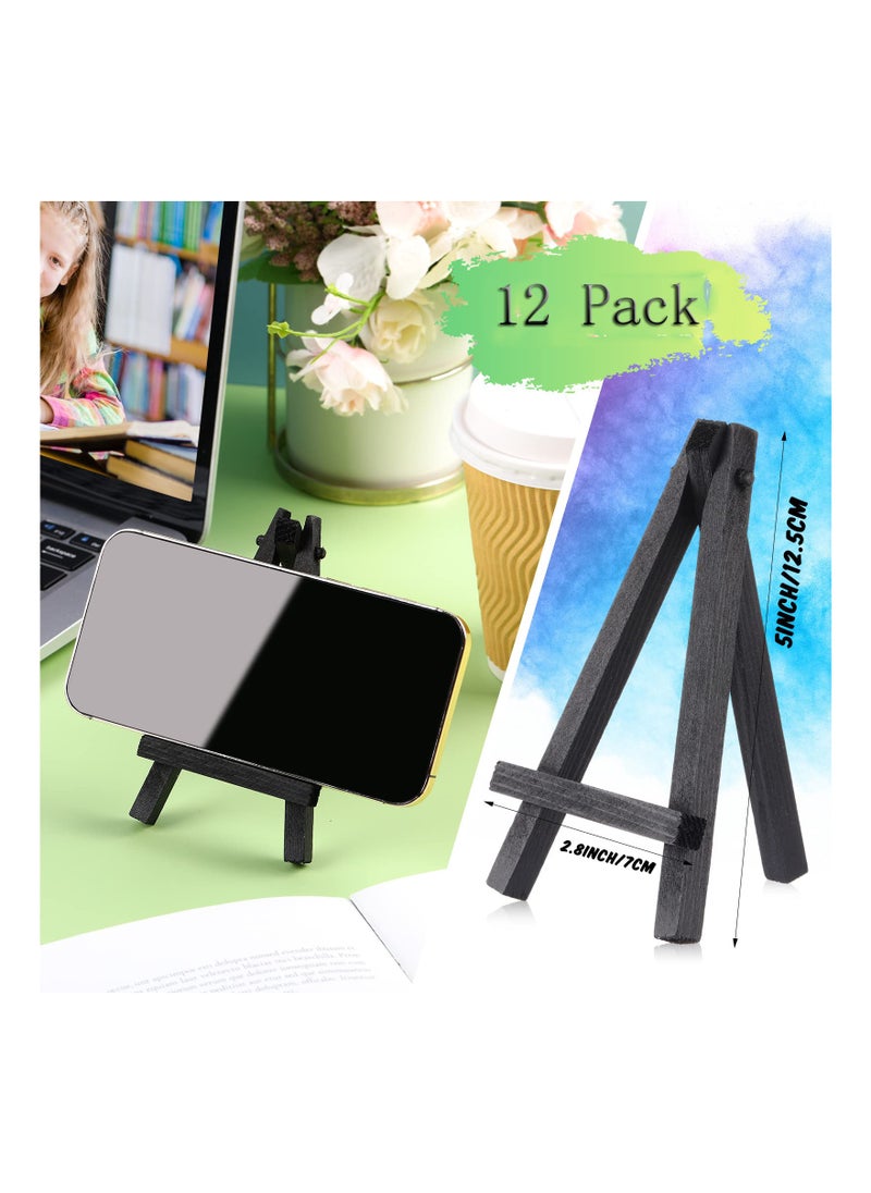 SYOSI - 5 Inch Mini Wooden Display Easel Desktop Small Black Artist Photo Canvas Frame Tripod Digital Oil Painting Advertising Stand 12 Pieces - Image 1