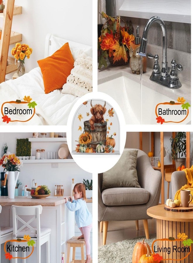 Fustylead Highland Cow Pumpkin Fall Napkin Holder for Table Acrylic Vertical Napkin Holders for Paper Napkins Sunflowers Maple Leafs Decorative Napkin Dispenser for Home Party Dining Cocktail Kitchen - Image 3