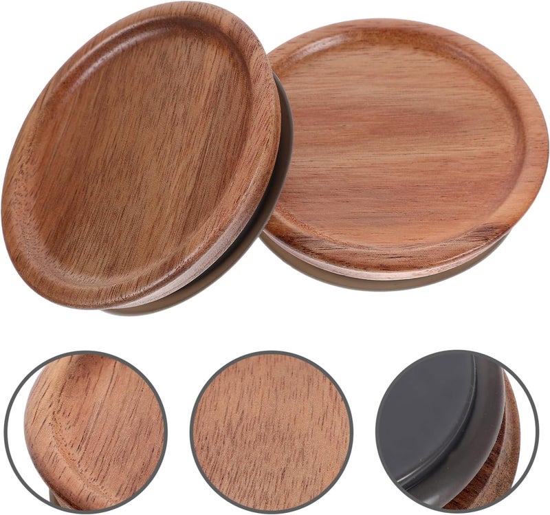 IMIKEYA 2Pcs Wide Mouth Mason Jar Lids Wooden Sealing Covers with Ring for Airtight Storage for Canning and Food Preservation - Image 3