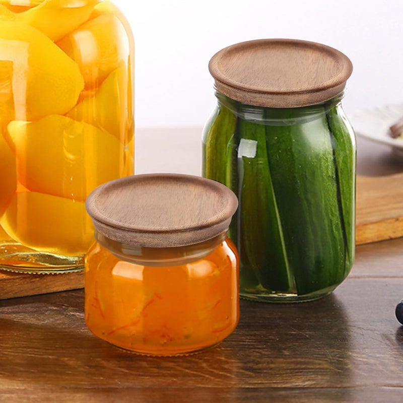 IMIKEYA 2Pcs Wide Mouth Mason Jar Lids Wooden Sealing Covers with Ring for Airtight Storage for Canning and Food Preservation - Image 5