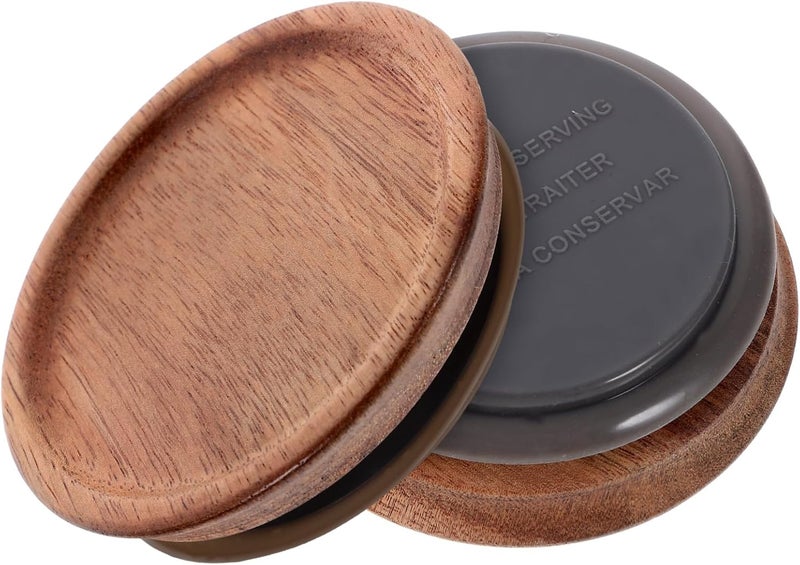 IMIKEYA 2Pcs Wide Mouth Mason Jar Lids Wooden Sealing Covers with Ring for Airtight Storage for Canning and Food Preservation - Image 1