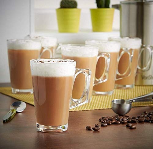 DROPANY DROPANY Glass Tea Cup Set of 6 Crystal Clear Toughened Glass Tea Cup with Convenient Solid Handle Cups Coffee Milk cappuccinos Lemon Tea Green Tea Small Tea Cup 130 ml - Image 2