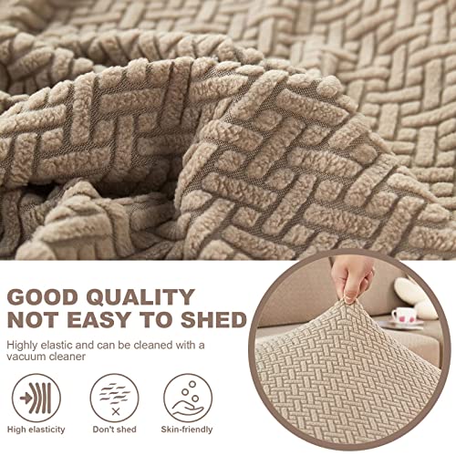ShowyLive 2024 Wear-Resistant Universal Sofa Cover, Stretch Couch Cushion Slipcovers Replacement, Anti-Slip L Shape Separate Sofa Back Covers, Sofa Slipcover Backrests Protector (Weave Camel,L Back Cover) - Image 3