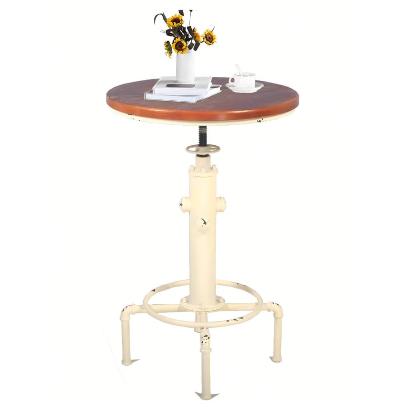 Topower Industrial Bar Table 315413 Adjustable Pub Table Kitchen Dining Coffee Bistro Table Antique White