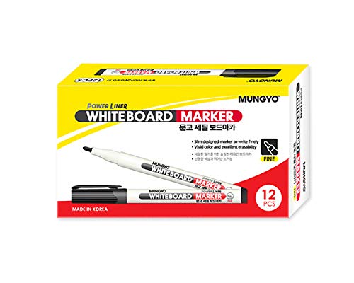 MUNGYO Power Liner White Board Marker FINE Point Pack of 12 Black - Image 3