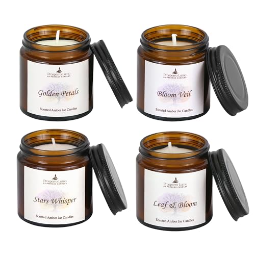 PROSPERRO LUMO by Parkash Candles Amber Jar Scented Candle Gift Set | Pack of 4 (100g Each) | Soy Wax | Long Burning 8–10 Hours | Premium Home & Festive Décor Candles - Image 2