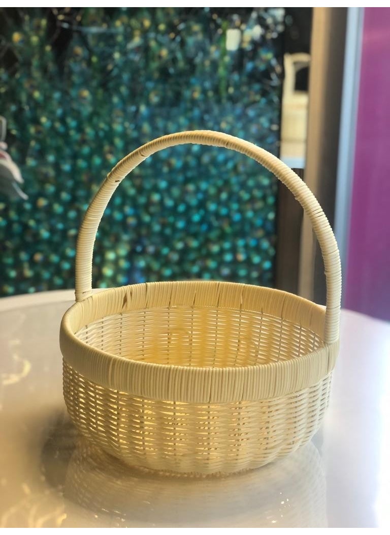 Synthetic Wicker Cream Round Picnic Basket Without Lid 30X14CM - pzsku/ZF55163FAD267FAE3E2B4Z/45/_/1729192264/5864ef55-455e-4d4a-85ae-1898bd2d8773