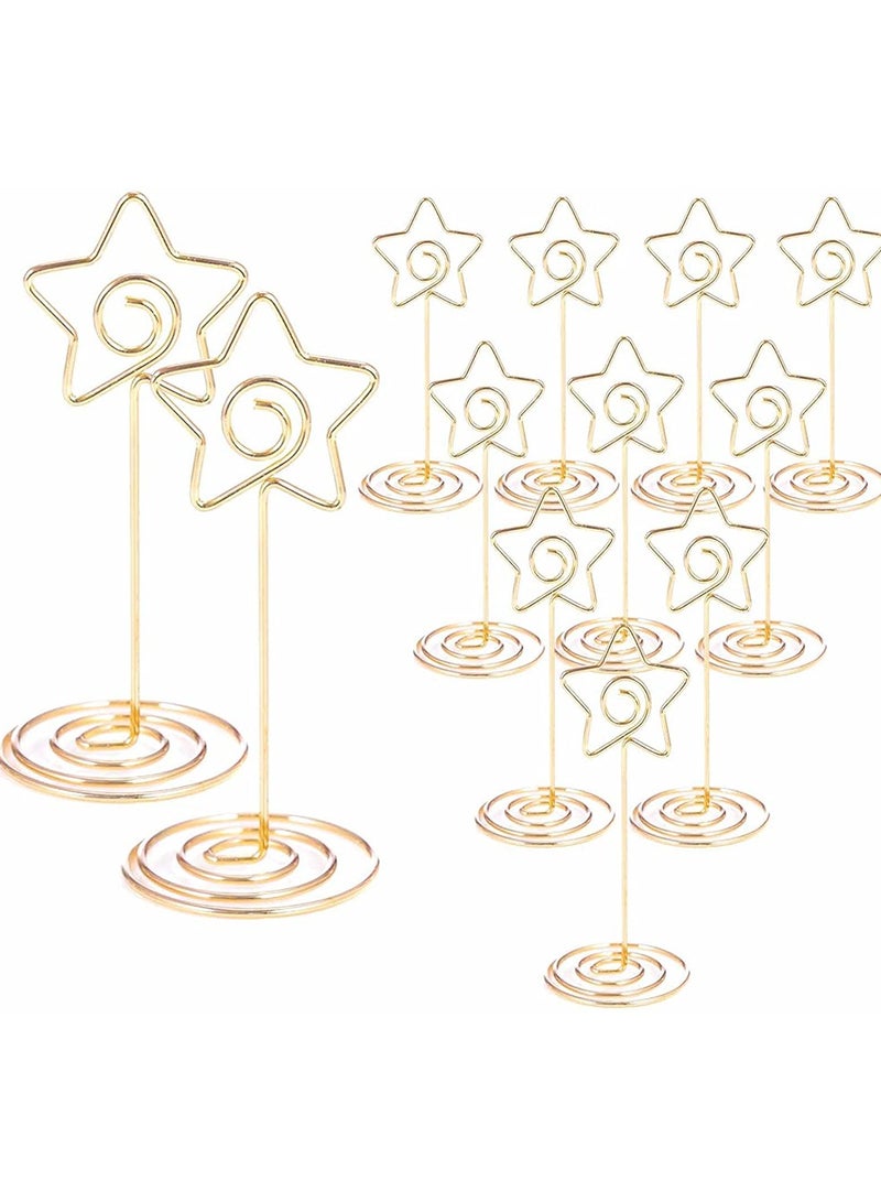 كاست ويف 12 قطعة حامل رقم الجدول ، 3.35 "حامل بطاقة الموقف ، حامل صور للصور للقطع المركزية ، وحفلات الزفاف ، والحفلات ، وأعياد الميلاد ، على شكل نجمة - Image 1