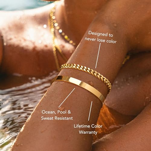 Gokeey Gold Cuff Bracelets for Women, 14K Gold Plated Bangle Bracelet Set for Women, Forever Love Knot Infinity Bangle Paperclip Beaded Twist Bracelets for Women - Image 4