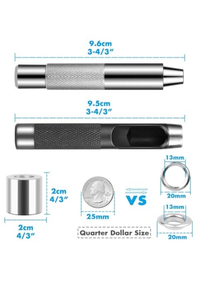 1/2 inch grommet tool kit, metal eyelet ring set with installation tool and storage box, suitable for leather, belts, shoes, crafts, fabric, tarpaulins, and curtains (120 pieces) - Image 3