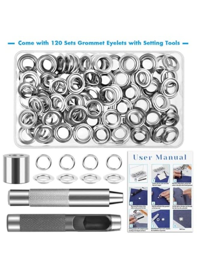 1/2 inch grommet tool kit, metal eyelet ring set with installation tool and storage box, suitable for leather, belts, shoes, crafts, fabric, tarpaulins, and curtains (120 pieces) - Image 2