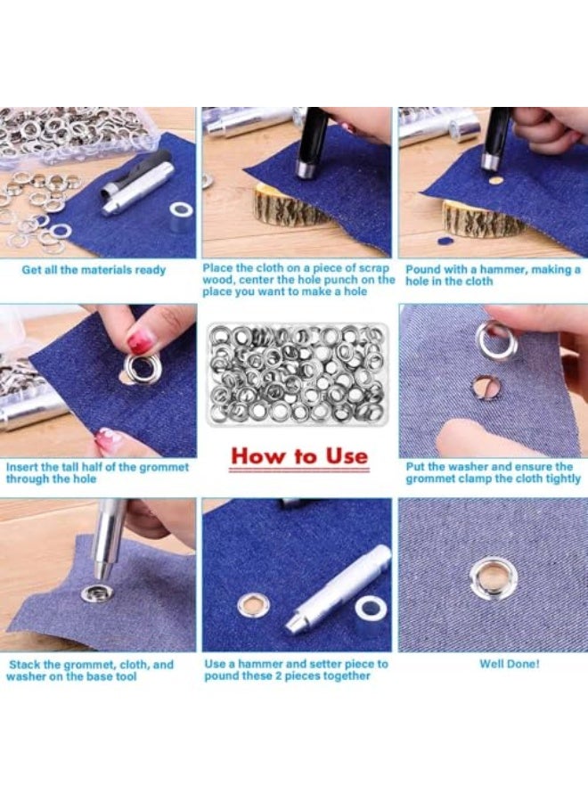 1/2 inch grommet tool kit, metal eyelet ring set with installation tool and storage box, suitable for leather, belts, shoes, crafts, fabric, tarpaulins, and curtains (120 pieces) - Image 4