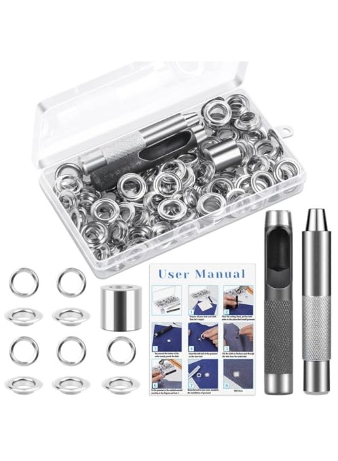 1/2 inch grommet tool kit, metal eyelet ring set with installation tool and storage box, suitable for leather, belts, shoes, crafts, fabric, tarpaulins, and curtains (120 pieces) - Image 1