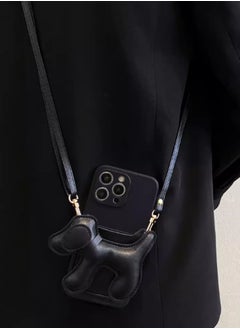 Diagonal cross card bag suitable for Apple 14 Promax phone case with hanging rope iPhone 15 new model 12 high-end feeling 11 female puppy creative full foreskin back