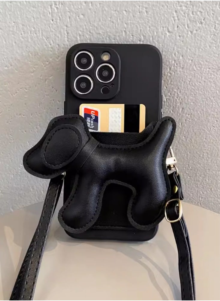 Generic - Diagonal cross card bag suitable for Apple 14 Promax phone case with hanging rope iPhone 15 new model 12 high-end feeling 11 female puppy creative full foreskin back - Image 1
