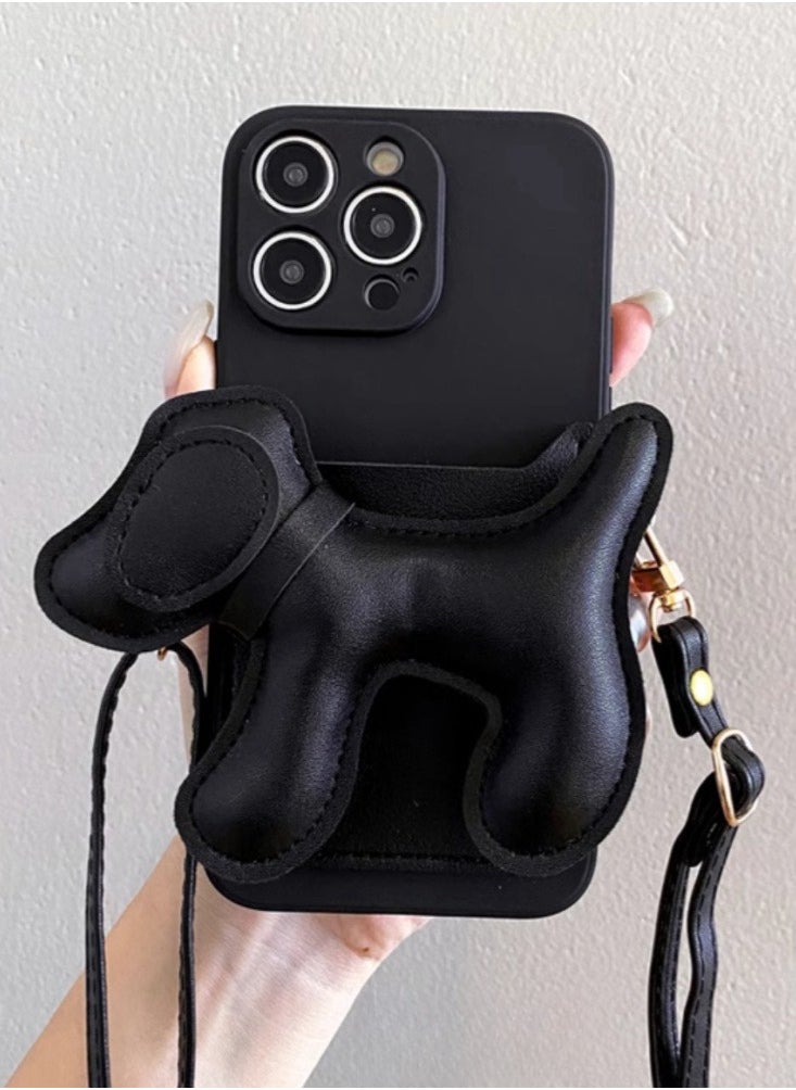 Generic - Diagonal cross card bag suitable for Apple 14 Promax phone case with hanging rope iPhone 15 new model 12 high-end feeling 11 female puppy creative full foreskin back - Image 1