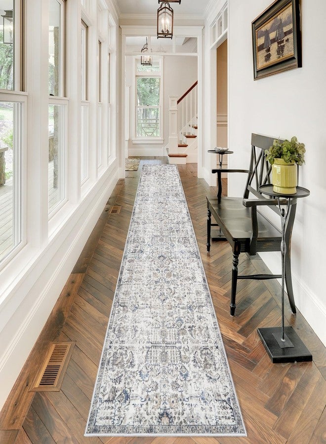 RUUGME Hallway Washable Runner Rug - 2'6x12 Kitchen Runner Rugs with Non Slip Backing Indoor Farmhouse Carpets for Living Room Bedroom Vintage Distressed Mat Floor Decoration Carpet (2'6''x12', Brown) - Image 1