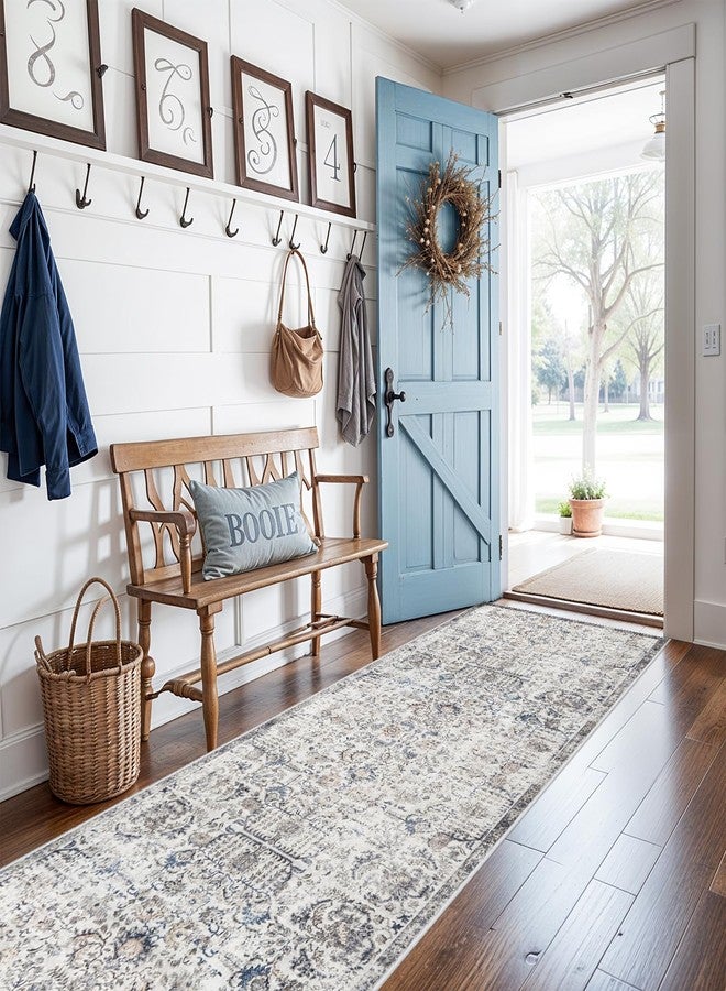 RUUGME Hallway Washable Runner Rug - 2'6x12 Kitchen Runner Rugs with Non Slip Backing Indoor Farmhouse Carpets for Living Room Bedroom Vintage Distressed Mat Floor Decoration Carpet (2'6''x12', Brown) - Image 2
