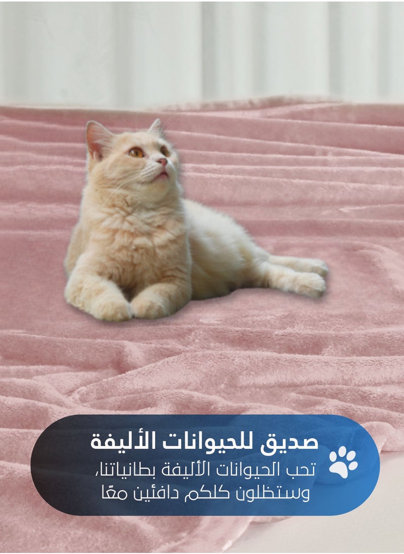 سيد المنسوجات المنزلية - بطانية مخمل خفيفه بمقاس مفرد، سلسلة مورا، 350 جم/متر مربع، 230 × 170 سم، صوف إضافي فائق النعومة لجميع فصول السنة، يستخدم كغطاء للسرير بطانيات . - Image 1