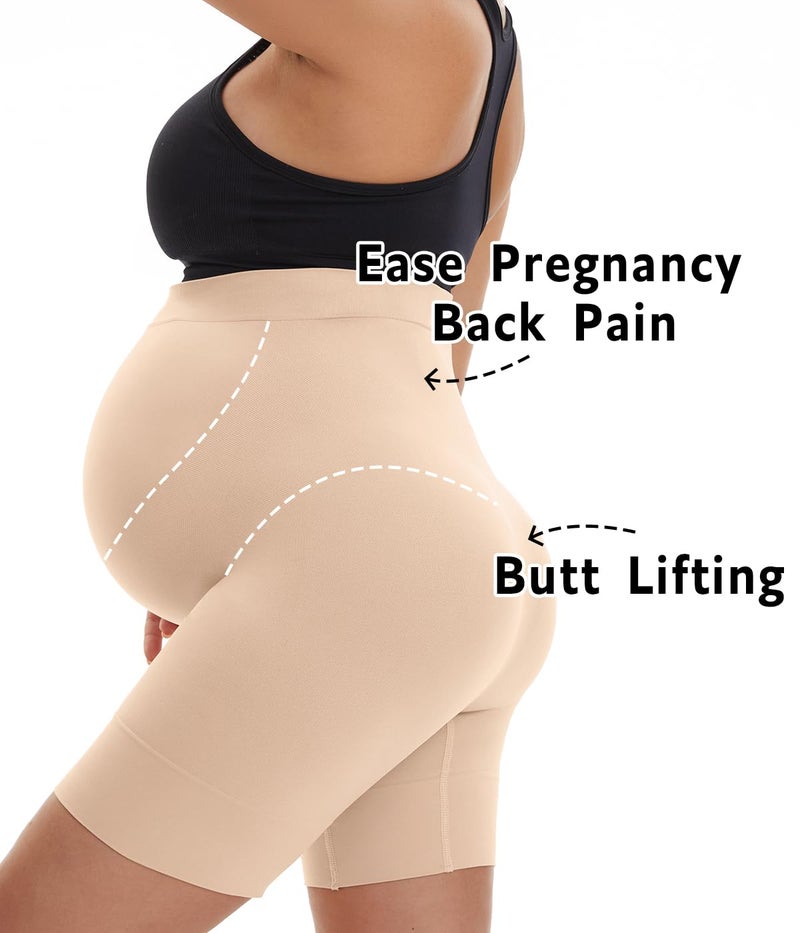 KUNINDOME Seamless Maternity Shapewear, Prevent Thigh Chaffing, Pregnancy Belly Support, S-5XL Nude - Image 5