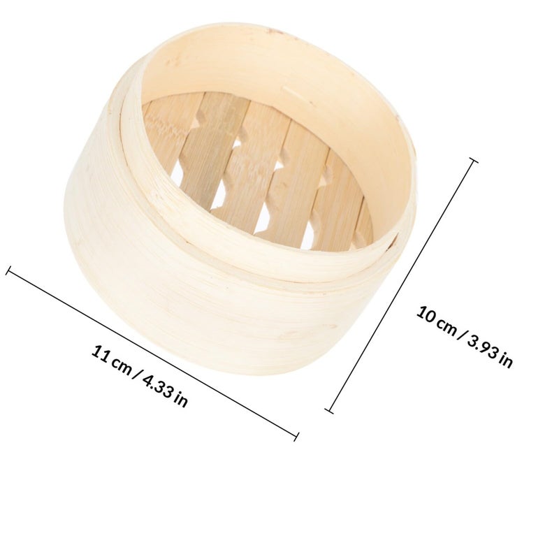 Small 10cm Bamboo Steamer Basket With Lid For Dumplings Dim Sum Vegetables Kitchen Cooking - Image 3