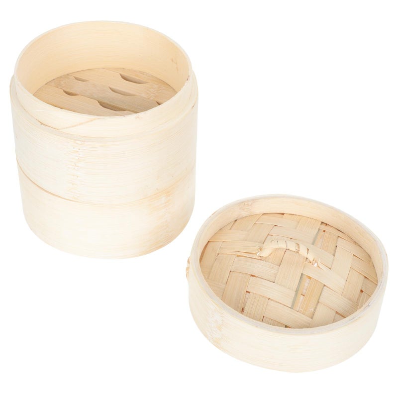 Small 10cm Bamboo Steamer Basket With Lid For Dumplings Dim Sum Vegetables Kitchen Cooking - Image 2