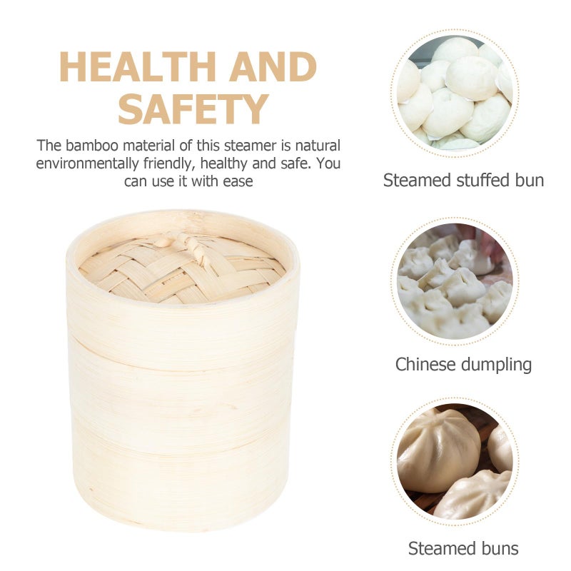 Small 10cm Bamboo Steamer Basket With Lid For Dumplings Dim Sum Vegetables Kitchen Cooking - Image 4