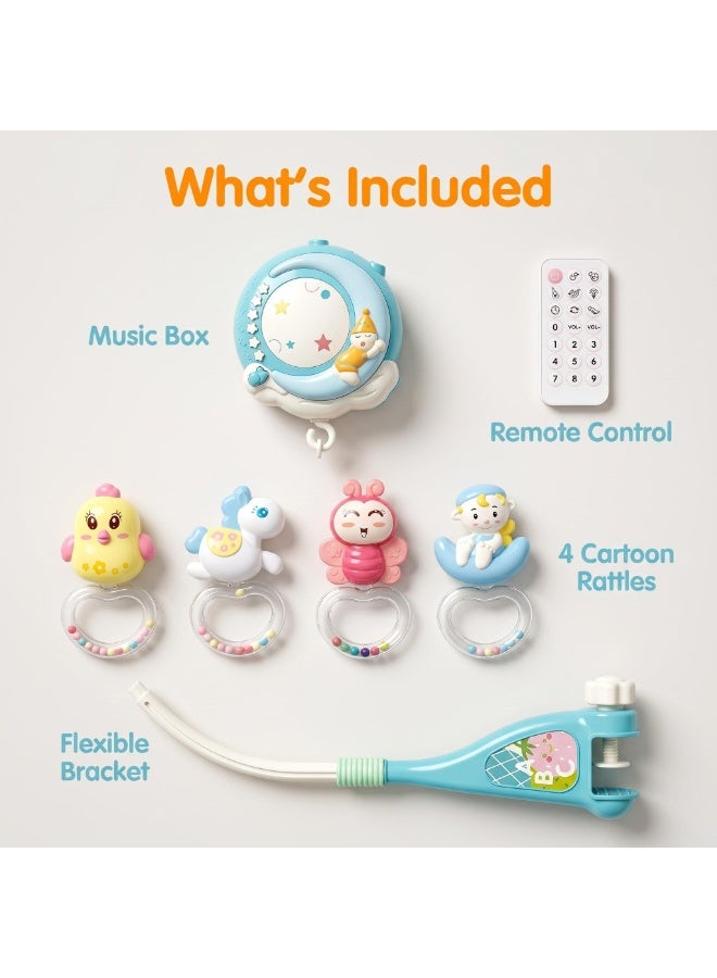 Bluejw Musical Crib Mobile Hanging Rattles and Remote Control Music Box with Music Night Lights for Boy Girl  Musical Crib Mobile - Image 4