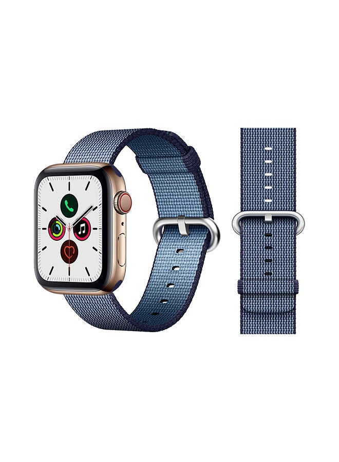 NIBEMINENT Round Buckle Nylon Replacement Band For Apple Watch Series 5/4/3/2/1 Midnight Blue - Image 1