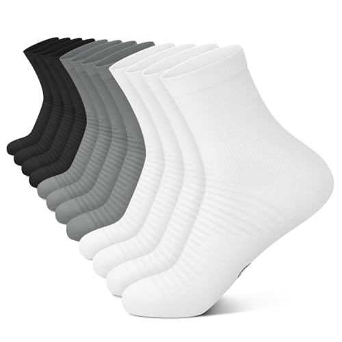 PAPLUS Compression Running Ankle Socks for Men and Women (6 Pairs), Quarter Athletic Socks for Running, Cycling, Golf, Work - Image 1