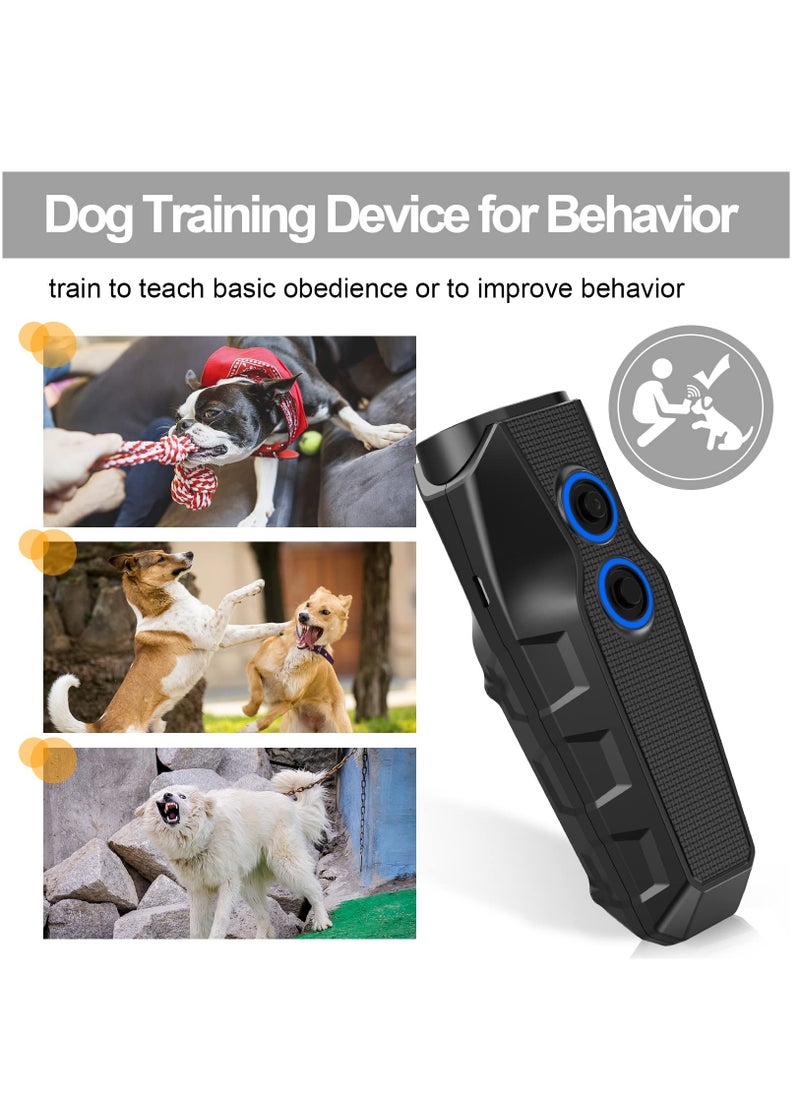 Excefore - Dog Barking Control Devices, Dual Sensor Ultrasonic Dog Barking Deterrent 3 Frequency Dog Trainer Anti Barking Device With LED Flashlight, 16.4 Ft Range Safe For Human And Dog, Rechargeable, Black - Image 1