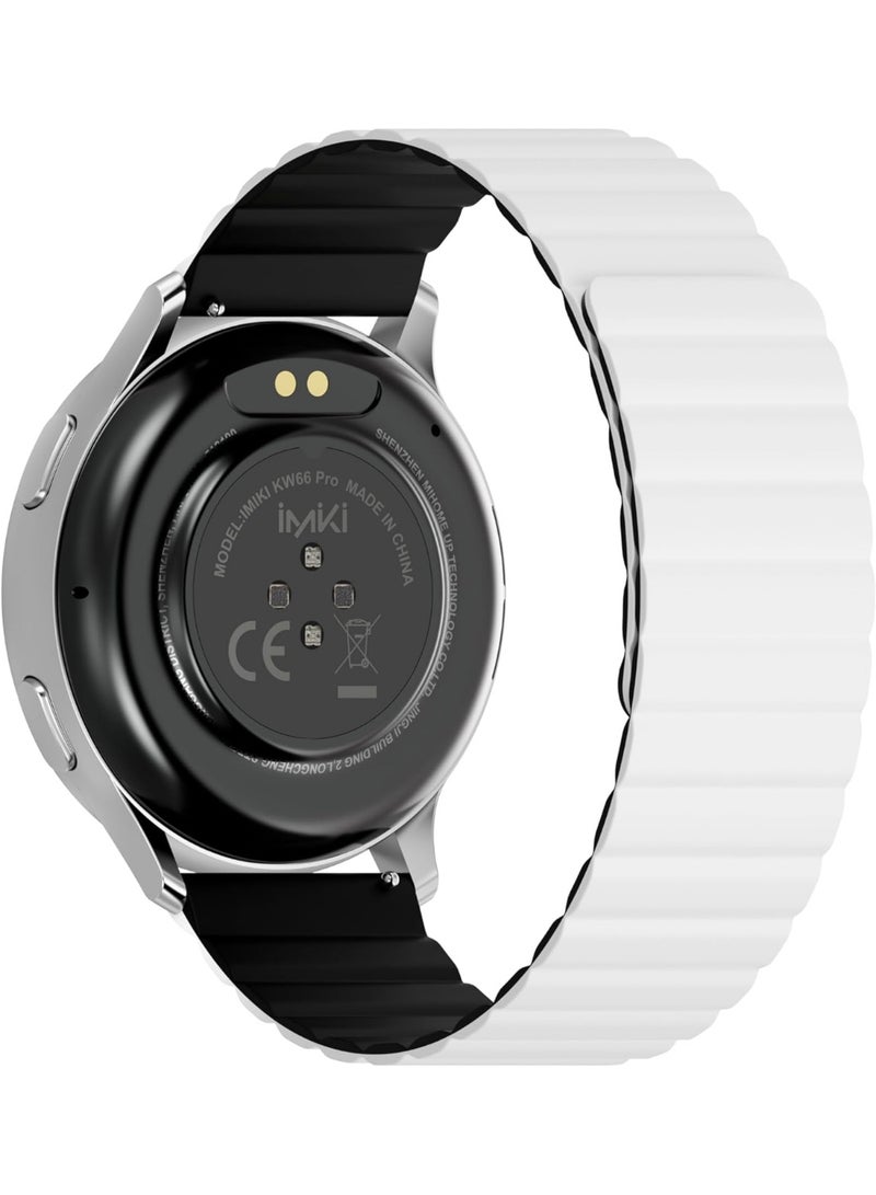 Imiki HOLO PRO KW66 Smartwatch for Men & Women – 1.43" AMOLED Full Touch Display, Bluetooth Fitness Tracker with Heart Rate & SpO2 Monitor, Magnetic Strap, Compatible with Android & iOS Silver - Grey & Black  - Image 3