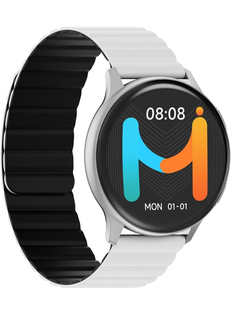 Imiki HOLO PRO KW66 Smartwatch for Men & Women – 1.43" AMOLED Full Touch Display, Bluetooth Fitness Tracker with Heart Rate & SpO2 Monitor, Magnetic Strap, Compatible with Android & iOS Silver - Grey & Black  - Image 5