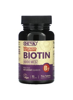 Deva Deva, Vegan Biotin, 6,000 mcg , 90 Tablets  - Image 1