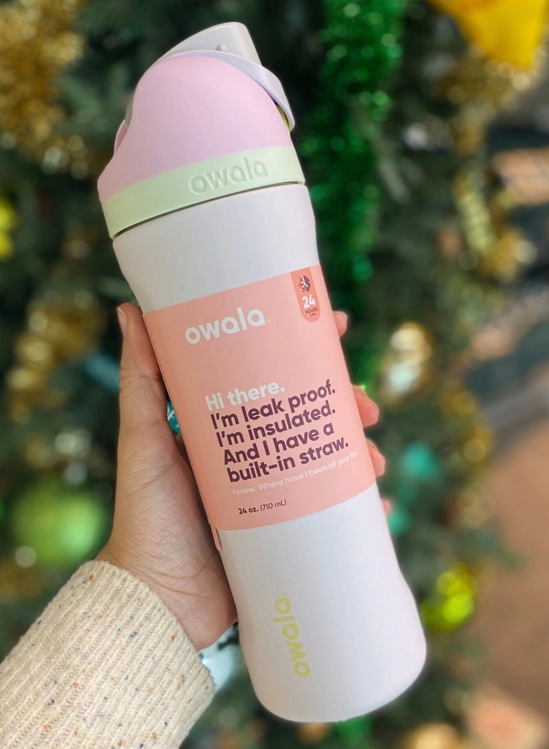 Stainless Steel Water Bottle With Straw For Sports And Travel, Bpa-Free, 24-Ounce,pink - view 2