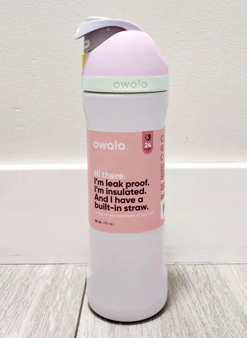 Stainless Steel Water Bottle With Straw For Sports And Travel, Bpa-Free, 24-Ounce,pink - view 4