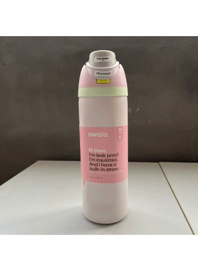 Stainless Steel Water Bottle With Straw For Sports And Travel, Bpa-Free, 24-Ounce,pink - view 3