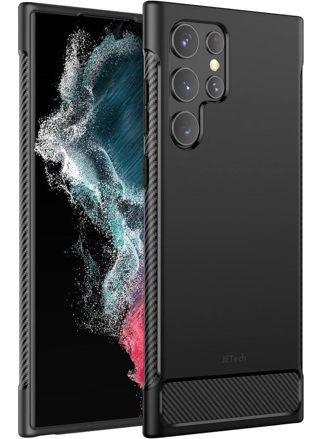 جي تيك جراب رفيع لهاتف Samsung Galaxy S22 Ultra 5G مقاس 6.8 بوصة مع غطاء هاتف رفيع ممتص للصدمات وتصميم من ألياف الكربون باللون الأسود - Image 1