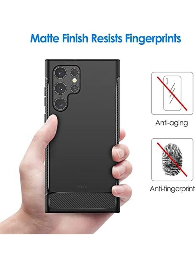 جي تيك جراب رفيع لهاتف Samsung Galaxy S22 Ultra 5G مقاس 6.8 بوصة مع غطاء هاتف رفيع ممتص للصدمات وتصميم من ألياف الكربون باللون الأسود - Image 4