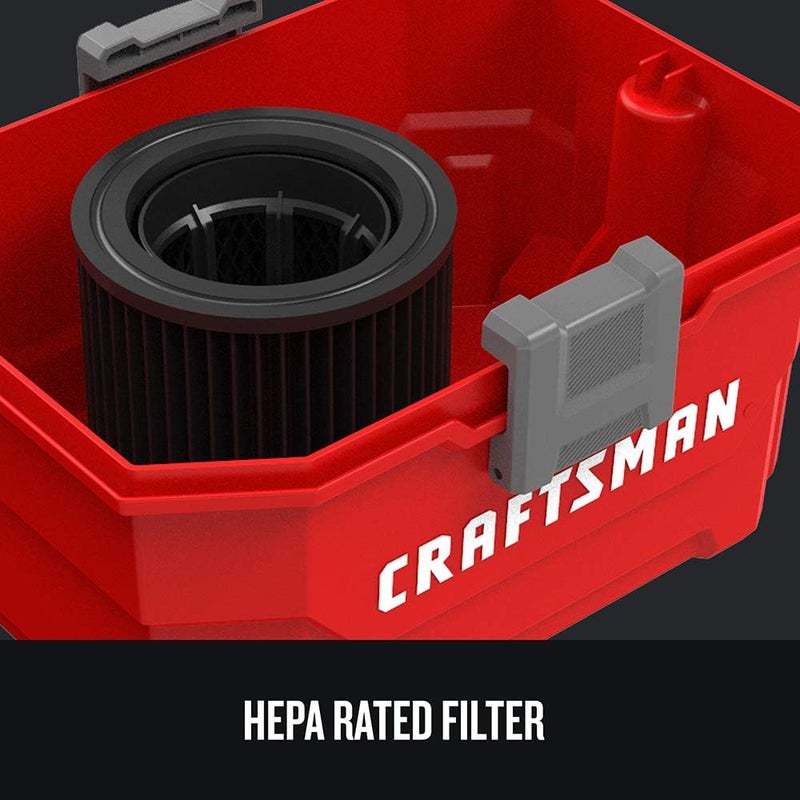 CRAFTSMAN مكنسة كهربائية لاسلكية CRAFTSMAN V20، مكنسة متجر، رطبة وجافة، سعة 2 جالون، خرطوم بطول 7 أقدام، أداة عارية فقط CMCV002B - Image 5
