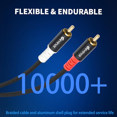 Devinal 10FT RCA Cables, 2RCA to 2RCA Audio Cable, Male Stereo RCA Cord Shielded Braided for Home Theater, HDTV, Amplifiers, Hi-Fi Systems, Car Audio, Speakers - Image 3