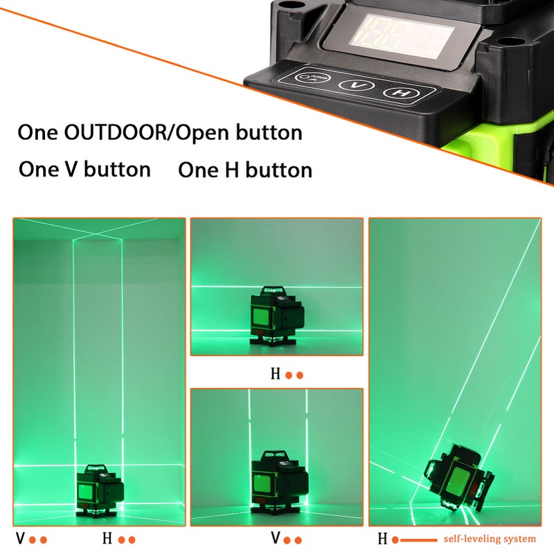 Multifunctional LCD Display 16 Lines Level Tool Vertical Horizontal Line 3° Self-leveling with Laserline Brightness Adjustable Function - Image 3
