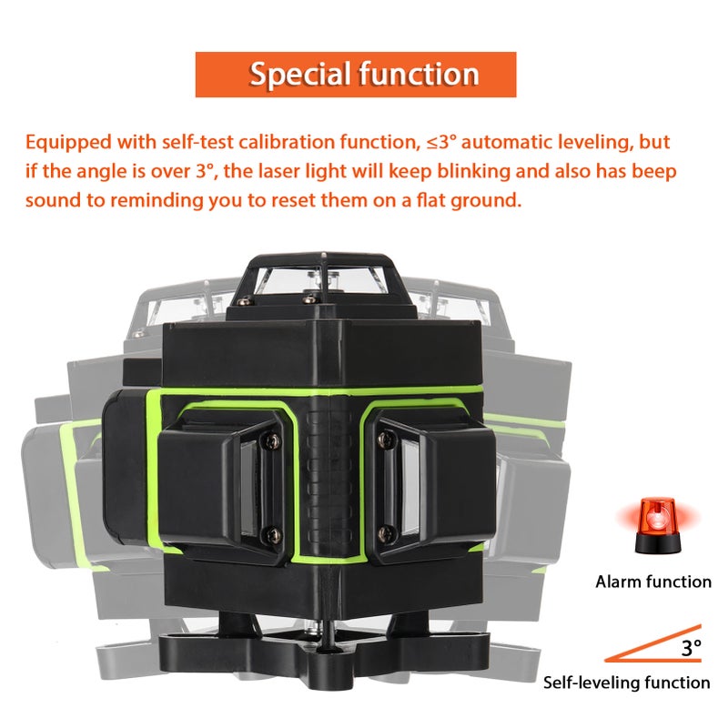 Multifunctional LCD Display 16 Lines Level Tool Vertical Horizontal Line 3° Self-leveling with Laserline Brightness Adjustable Function - Image 2