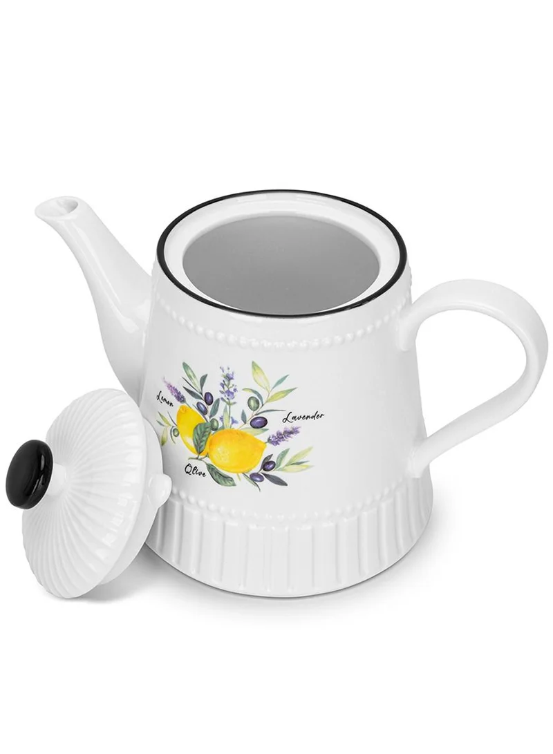 Fissman White Tea Pot 1000ml, Lemon Provence Porcelain with Handle and Lid, Coffee Kettle, Suitable for Blooming Tea & Loose Leaf Tea  | Best Price UAE